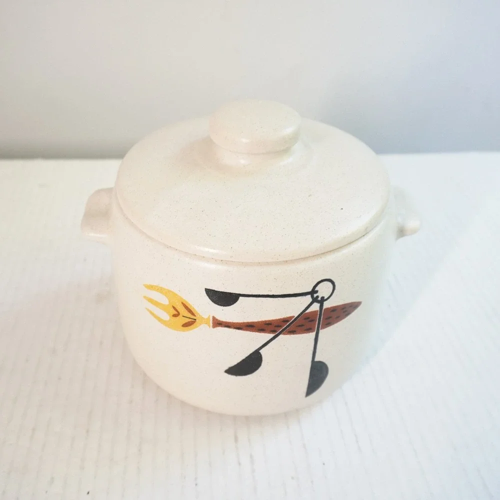 VTG‎ West Bend USA Stoneware Casserole Dish with Lid Retro Kitchen Decor MCM - Picture 2 of 8